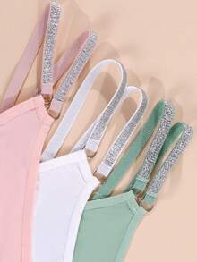 SHEIN 女款純色拼接亮片T-Back內褲3件組 - 彩色 - 查看 4