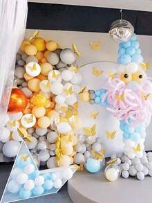 12 pièces Autocollants muraux papillon 3D creux, ornement de décoration multi-usage pour salon, chambre, gâteau, centre de table, convient pour mariage, révélation de genre, Halloween, anniversaire, fête, décoration intérieure & fournitures de décoration de la maison - multicolore - Voir 6