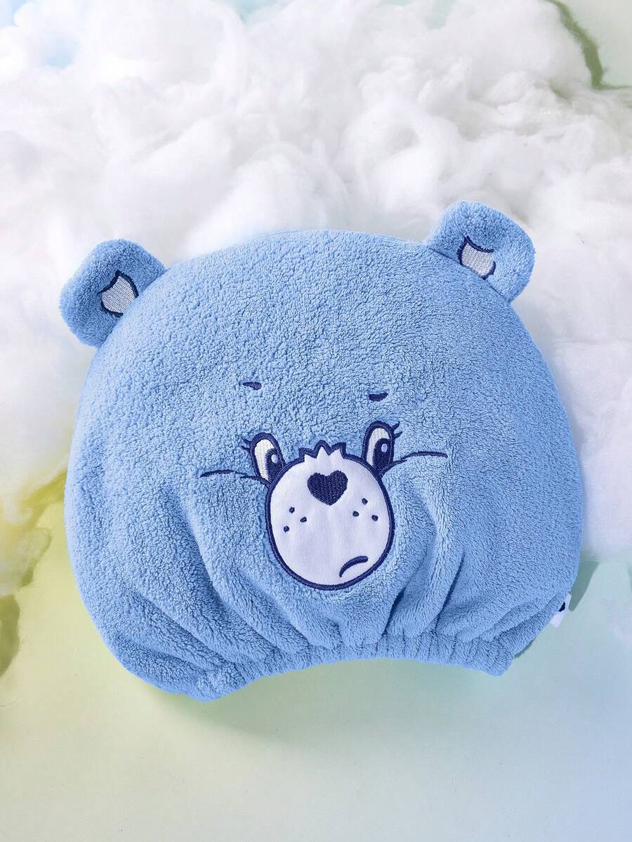 SHEIN X Care Bears 1件裝可愛卡通刺繡吸水乾髮帽,超強吸水力,適合各種髮質與髮量,吸水快乾 - 藍色 - 查看 1