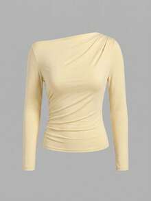 SHEIN Clasi 3 piezas Camisetas de manga larga para mujer Oficina Beige Marrón Otoño Elegante - Multicolor - Ver 8