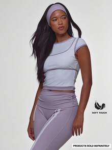 Musera Sport White Contrast Binding Double Layered Top Coord Top Only Sports Workout Gym Pilates Fitness Daily Casual Cute Daily Everyday Running Void - White - View 1