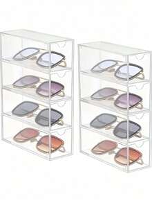 4-Tier Acrylic Eyeglasses Storage Box, Sturdy Structure With Strong Load-Bearing Capacity, Suitable For Home And Office, Makeup Drawer Organizer, Jewelry Tray - Multicolor - View 6