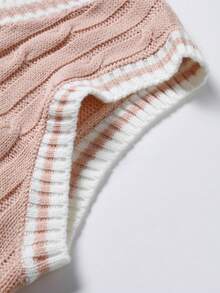 Manfinity CasualKnits 男士條紋V領休閒百搭針織背心 - 珊瑚粉 - 查看 3