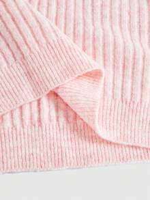 ROMWE Kawaii Y2K Autumn/Winter Versatile White Girl Aesthetic Sweet Style Scarf 2 In 1 Pullover Sweater For Women - Pink - View 5