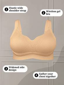 SHEIN Seamless Plus Size Wireless Bra, 1pc - Apricot - View 7