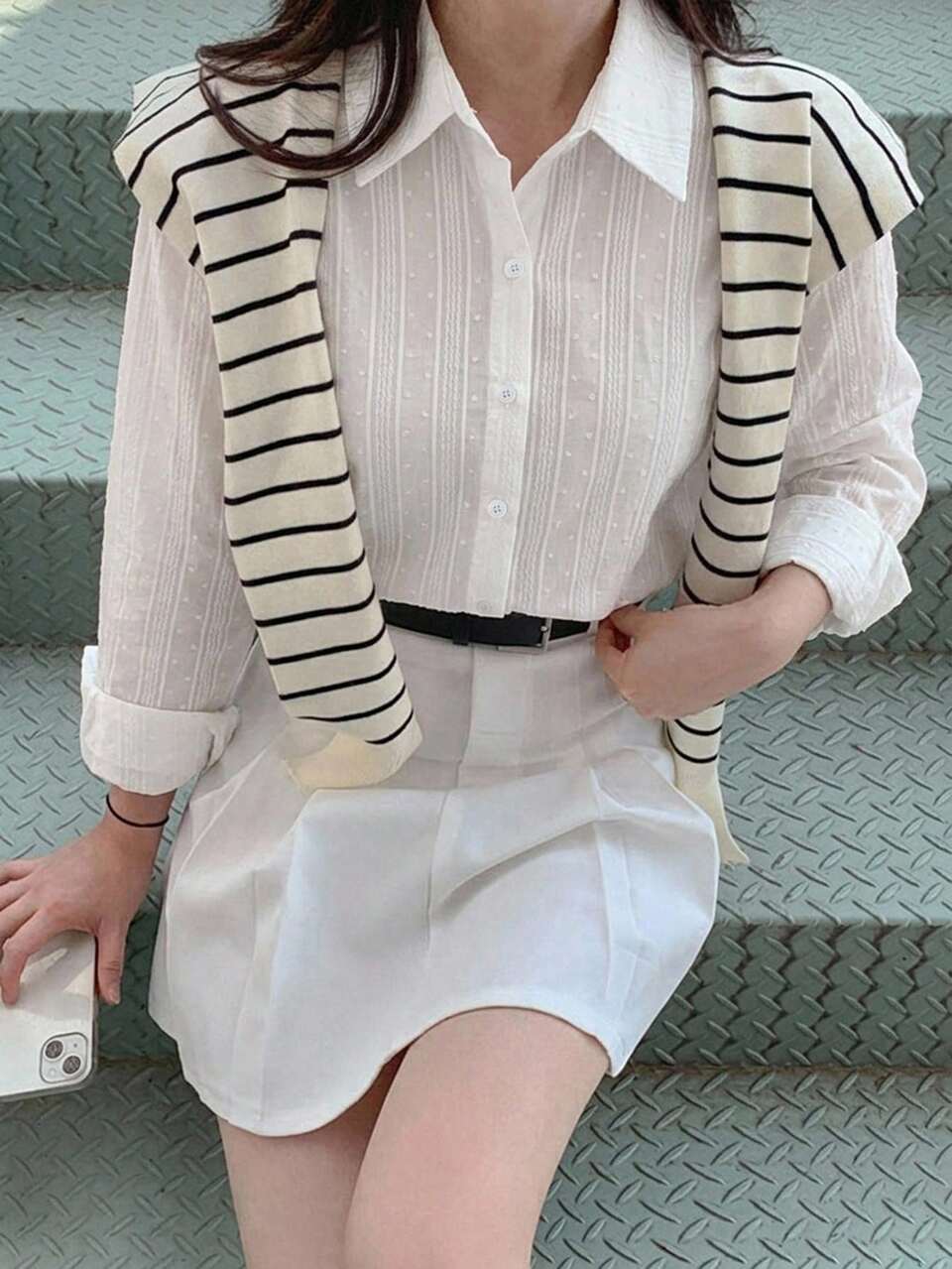Women's Loose Solid Color Single-Breasted Casual Shirt Fall