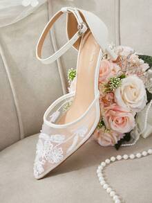 CUCCOO HITCHD Women's Fashion Mesh Embroidery Beads Are Suitable For Wedding Stilettos Fall Shoes - White - View 7