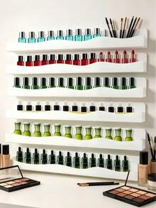 2/4/6件裝鏡面白色壓克力指甲油收納架，15英吋壁掛式展示架，適用於指甲油、時尚眼鏡與精油的收納整理，多功能儲物展示架 - 白色鏡面 - 查看 10