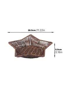 Star Shaped Rattan‑Effect Snack Basket, Deep Color Woven Food Tray, Multipurpose Serving Basket For Fries, Cakes, Nuts, Pastries, Fruits And Vegetables, Practical Food Container For Home Kitchen, Restaurant And Party Use - Dark color - View 10