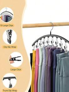 1pc Clothes Hanger, Rotatable Hanging Rack, Space-Saving Curved Hanger For Yoga Pants And Leggings - Closet Organizer With 10 Clips, Pants Socks Hanger For Clothes Shops Valentine DAY, Valentines Wedding, Birthday - Multicolor - View 4