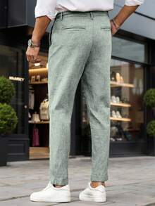 Manfinity Mode Men's Casual Commute Tapered Long Pants - Green - View 2
