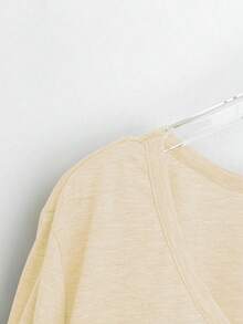 Plus Size Solid Color Minimalist Short Sleeve T-Shirt, Casual Wear - Apricot - View 4