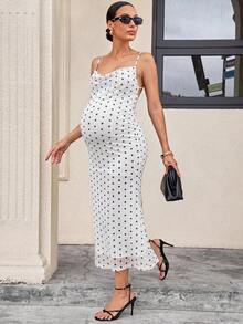 MaterniWear Maternity White Pleated Casual Elegant Ballet Everyday Summer Spaghetti Strap Dress Photoshoot Formal - White - View 5