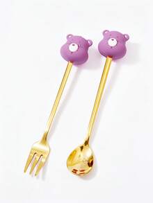 SHEIN X Care Bears 愛心熊叉匙套組 - 紫色 - 查看 3