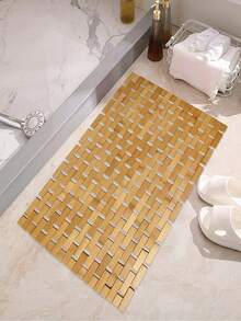 1PC Natural Bamboo Wood Bath Mat Non Slip Waterproof Quick Dry Freestanding Shower Tub Floor Rug For Bathroom Kitchen Spa Sauna Housewarming Christmas Gift Home Decor Must Haves - Brown - View 2