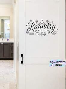 1PC Laundry Theme Alphabet Wall Stickers Self Adhesive Removable Waterproof Vinyl Decals Hanger Line Art Simple Style For Bathroom Laundry Room Wall Decor Home Decoration - multicolor - View 1
