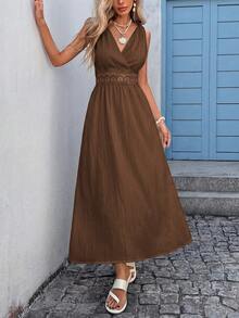 Vivid Eden Women's Casual Breezy Sexy Sleeveless Dress For Vacation Vacation Beach Coffee Brown Summer - Dark Brown - View 6