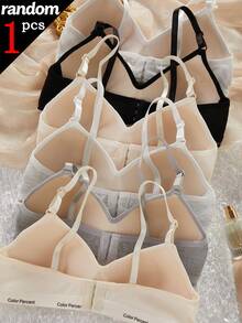 [1pc Random Style]Girl's Anti-Sagging Wireless Bra, Student Sports Bra For Junior High And High School Girls, Teenager Girls Bra - Multicolor - View 6
