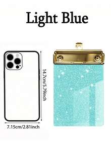 1pc Sparkling Glitter Acrylic Clipboard - PMMA Material, 6 Vibrant Colors (Blue, Pink, Green, Purple, Yellow, White) With Metallic Edges & Sparkling Glitter - Compact Portable Design For Classroom, Office, School, Notebooks & Journals - Multicolor - View 9