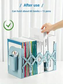 1pc Retractable Book Stand Desktop Finishing Book Storage Rack Student Book Folder, Three Colors Available - Rectangle - View 3