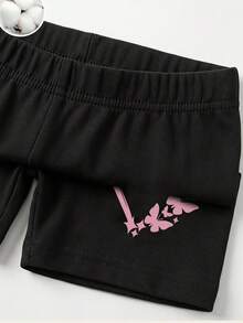 青少年女孩彈性腰休閒百搭七分褲 - 彩色 - 查看 3