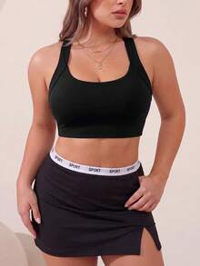 SHEIN Sports 2PCS Women Plus Size Sports Tees Tanks Gym Pilates Black Summer - Multicolor - View 4