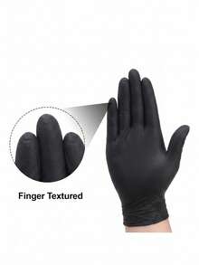 100pcs Disposable Nitrile Gloves, Powder-Free Durable, Latex-Free, Textured Fingertips, Suitable For Home And Kitchen Cleaning, Kitchen, Bathroom, Toilet, Living Room, Painting, Outdoor Travel And Household Tools, Multi-Purpose Gloves (Bagged) - Black - View 6