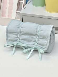 Large Capacity Stationery Storage Bag – Bow Decor Pencil Case For School Office, 4 Colors Available (White/Blue/Green/Black) - Butterfly Ribbon - View 11