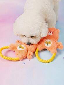 Care Bears X PETSIN لعبة كلب على شكل دب على شكل قلب برتقالي مع صوت BB مدمج للعب التفاعلي وطحن الأسنان والتنظيف - دب الحب البرتقالي - مشاهدة 3