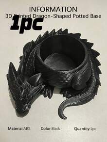 1PC 3D Printed Dragon-Shaped Potted Base, Lying Dragon-Shaped Flowerpot, Succulent Planting Container, Office Storage - A - View 10