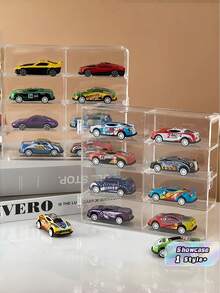 1PC Acrylic Display Storage Case Wall Mounted Transparent Showcase Rack For 164 Scale Alloy Model Cars Durable Space Saving Clear Display Holder Fits 32 Vehicles Dustproof For Living Room Study Office Decor - transparent color - View 1