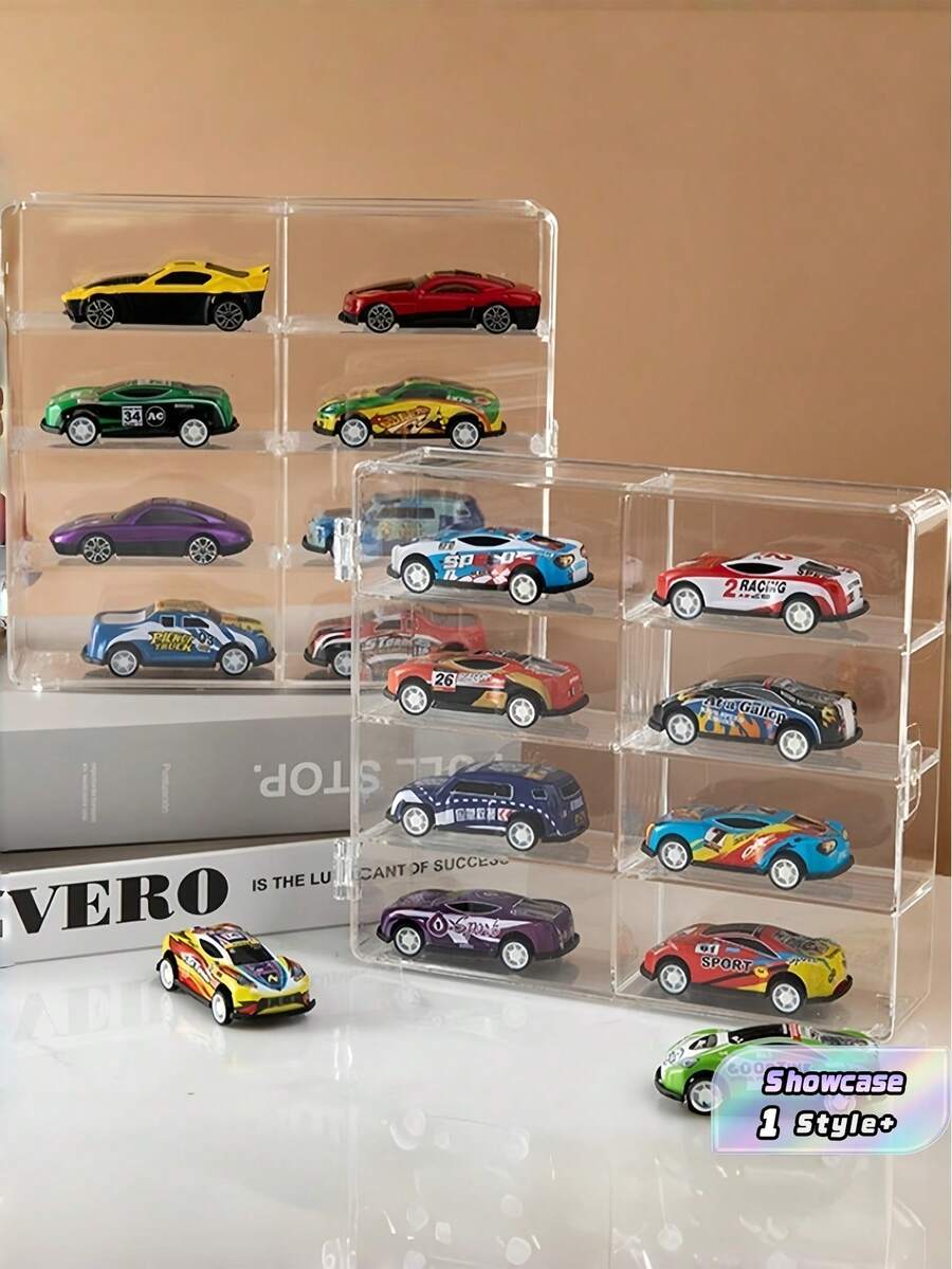 1PC Acrylic Display Storage Case Wall Mounted Transparent Showcase Rack For 164 Scale Alloy Model Cars Durable Space Saving Clear Display Holder Fits 32 Vehicles Dustproof For Living Room Study Office Decor - transparent color - View 1