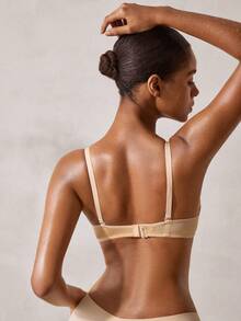 Veilyse Women's Push-Up Bra Set - Front Knot Seamless Padded T-Shirt Bra Suitable For Small Bust - Apricot - View 2