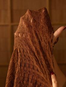 MOTF PREMIUM LACE PATCHWORK V-NECK BELL SLEEVE ROMANTIC WOMEN'S TOP - Coffee Brown - View 8