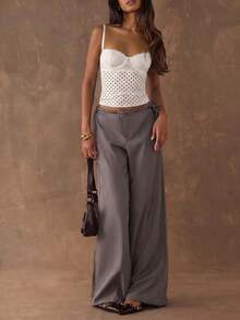SHEIN BAE Women's Polka Dot Print Lace Patchwork Camisole Top,Summer Top - White - View 6