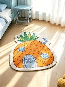 SpongeBob SquarePants | SHEIN 1件裝鳳梨屋造型裝飾地毯，適用於客廳、臥室、樓梯，防滑底面，柔軟材質 - 橘色 - 查看 1