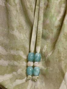 MUSERA Bead Tie Front Draped Ruched Gathered Waist Side Split Skirt Bandeau Mini Dress Cute Summer Spring Sexy Going Out Beach Holiday Vacation Honey Tides - Multicolor - View 6