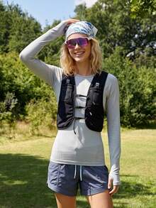 WanderVale Women's Solid Color Raglan Long Sleeve Outdoor T-Shirt - Grey - View 6