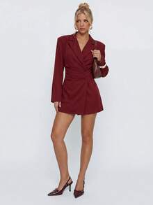 Avantive Gaun Mini Elegan untuk Wanita, Cocok untuk Perjalanan Sehari-hari, dengan Potongan Pinggang yang Rapi - Burgundy - View 6