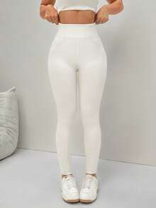 Flexra Women's Solid Color High Waist Slim Fit Jeans - Apricot - View 5
