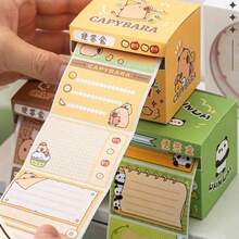 1Pc Boxed Cute Cartoon Panda & Capybara Pull-Out Sticky Notes, Self-Adhesive Writable Memo Pads For Planner, Calendar, Daily Water Intake Tracker, Study Notes, Office Accounting, Cute Stationery For Animal Lovers School Supplies - 256pcs - View 7