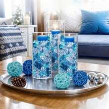 500-2000pcs Mixed Blue & Multicolor Transparent Artificial Crushed Ice Stones, Fake Diamond Ice Cubes Crystal Gems Filler For Wedding Vase Decor - Multicolor - View 3