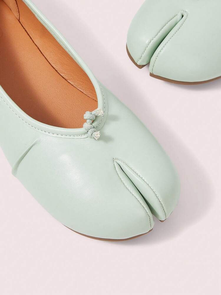 CUCCOO DOLLMOD Women's Vertical Seam Tiny Knotted Split Toe Tabi Flat Elegant Mint Green Ballet Flats - Fruit green - View 4
