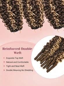 Boho Braids 女用 18 吋捲曲真人鉤編髮束 60G 預分束羽毛感真人鉤編髮 隱形奇蹟結接髮 4/27 色 - S4/27 - 查看 6