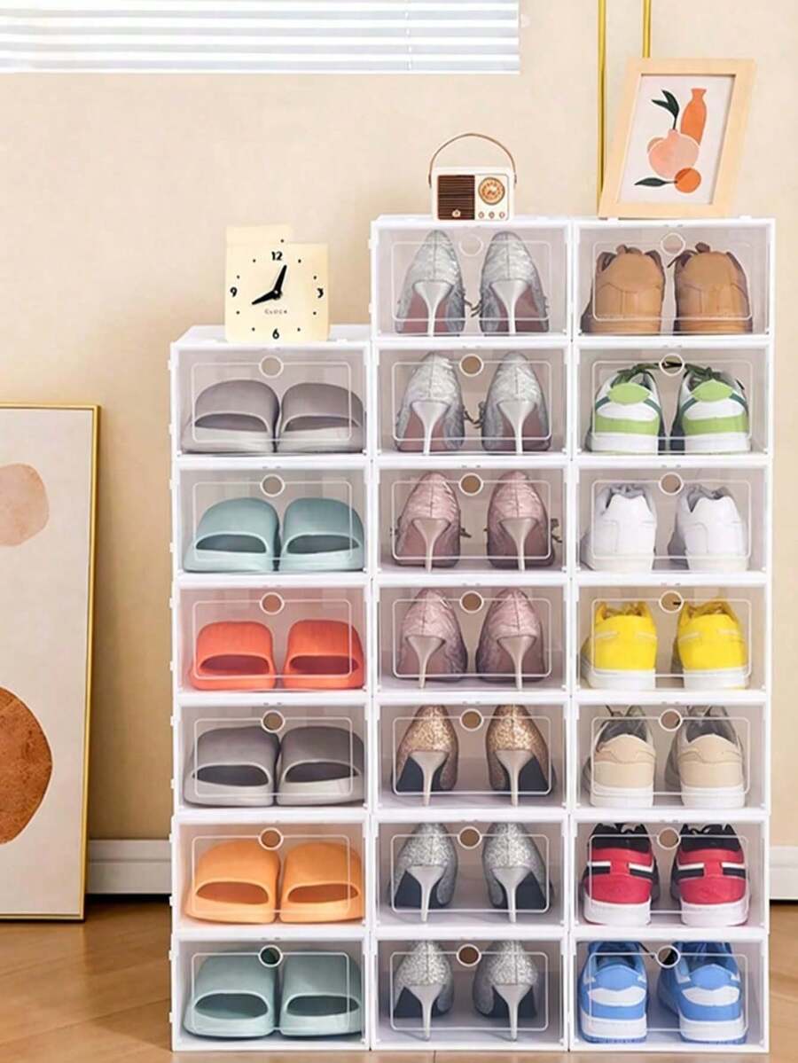 12-Piece Stackable Wardrobe Shoe Boxes, Space-Saving Foldable Shoe Racks, Sports Shoe Storage Boxes, High-Quality Shoe Racks, Shoe Boxes