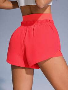 SHEIN Sovereign Charm 2合1休閒舒適運動短褲 健身 紅色 夏季 - 粉色 - 查看 4