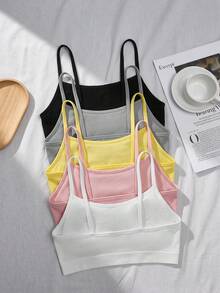 SHEIN 青少年女孩秋冬款簡約舒適兒童學生成長期露背內衣背心 5件/組 - 彩色 - 查看 2