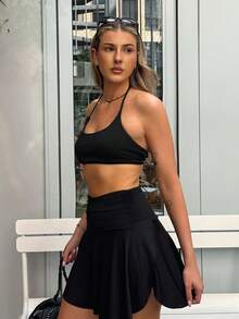 hollyjadebate 女款圓領無鋼圈交叉肩帶露背掛脖時尚運動內衣 黑色 - 黑色 - 查看 5