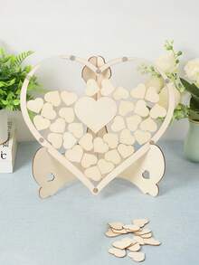 Wooden Heart Guestbook Message Board Frame Wedding Birthday Party Decor Rustic Table Sign Friendly Handcrafted Versatile Centerpiece Keepsake Photo Display - multicolor - View 2