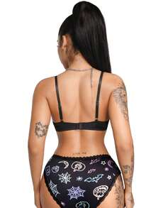 AltBold Set 4 pcs Celana Dalam Wanita Seksi Motif Grafis Y2K Model Segitiga - MultiWarna - View 2
